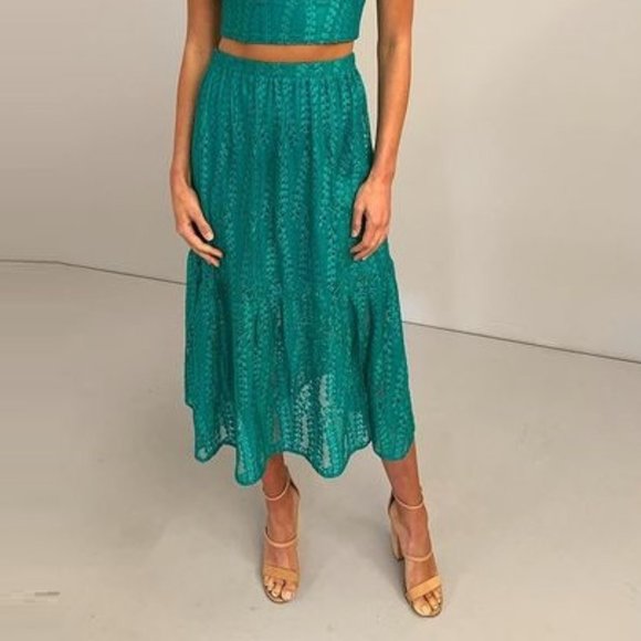 KOOKAI Chiquittita Esmeraldo Christmas Green High Waisted Midi Skirt NWT RRP$140 - Picture 6 of 10